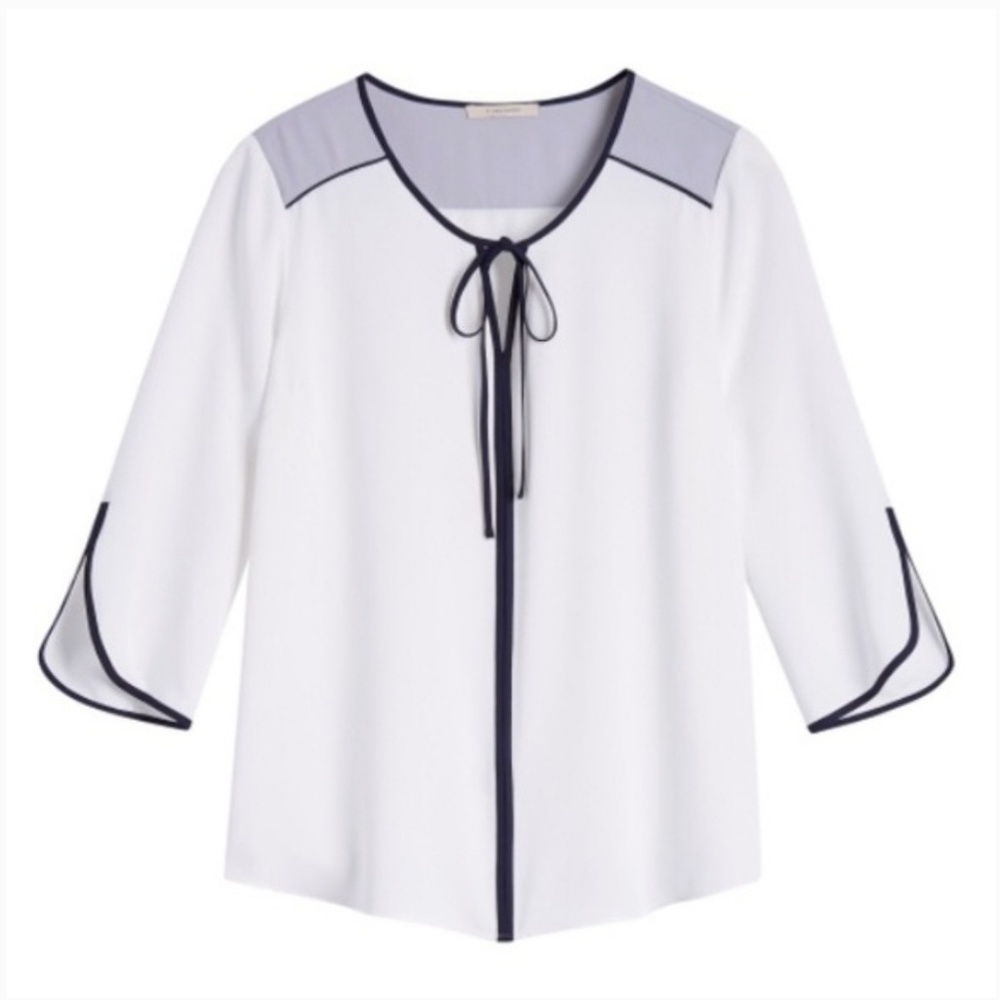 41 Hawthorn Costanzo Tie Neck Blouse Navy Blue